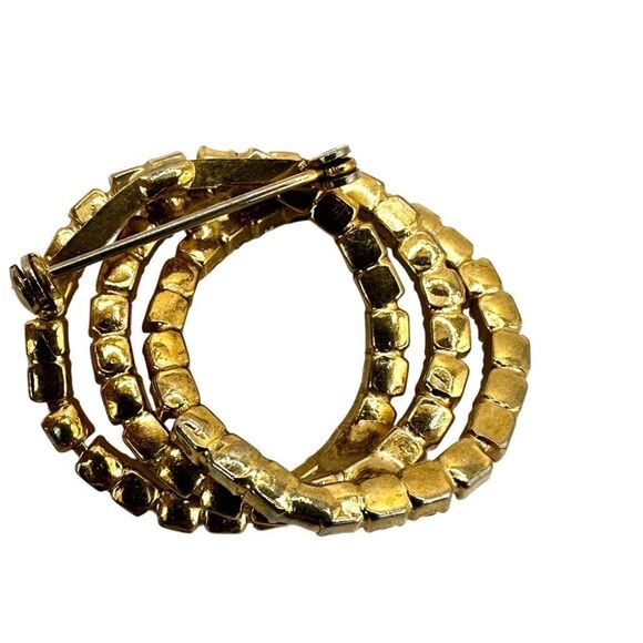 Vintage Purple & Clear Rhinestone Triple Circle Brooch - Picture 5 of 5